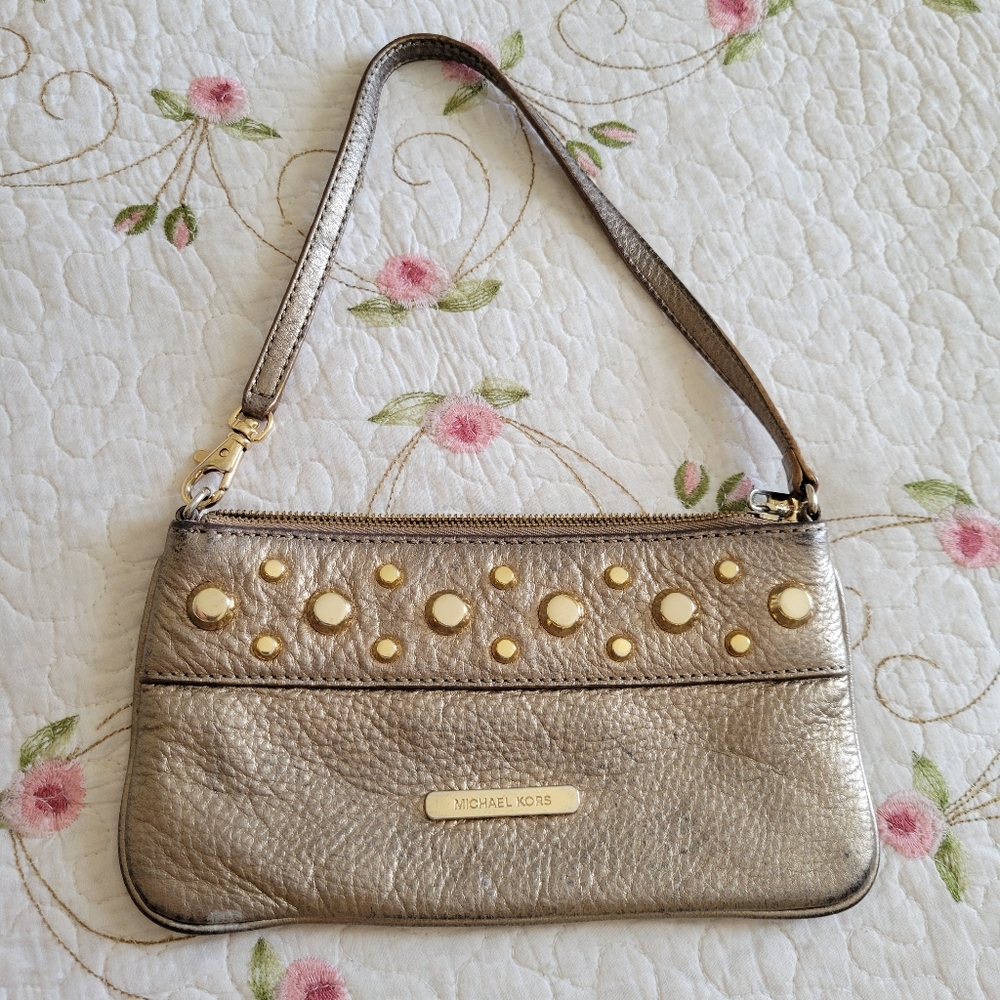 Michael Kors gold leather studded mini purse